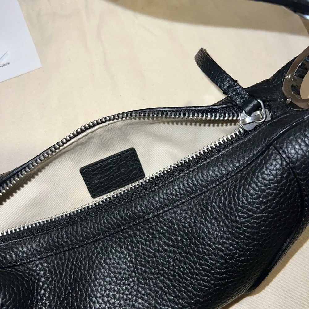BY FAR Mini Amira Black Grained Leather & Silver Shoulder Bag - Picture 3 of 8